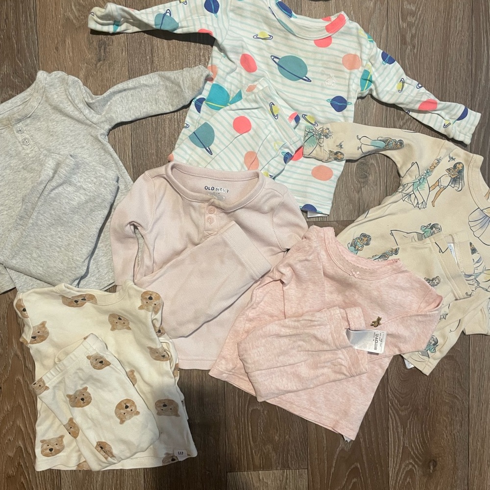 Old Navy and Gap baby Pajamas Sets- Pink, Gray, and Multicolor.